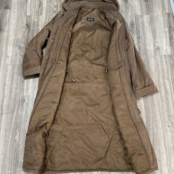 VTG Fennelli Limited Edition Womens Full Length Brown Winter Coat Size 15/16 Fur - Picture 14 of 16